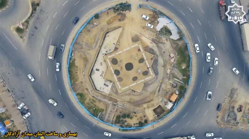 ادامه بازسازی و بهسازی میدان «آزادگان » با ساخت و نصب المان جدید