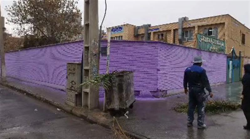 پاكسازی ، طراحی و رنگ آمیزی  دیوارهای سطح شهر در راستای اجرای طرح استقبال از بهار در دیار كریمان