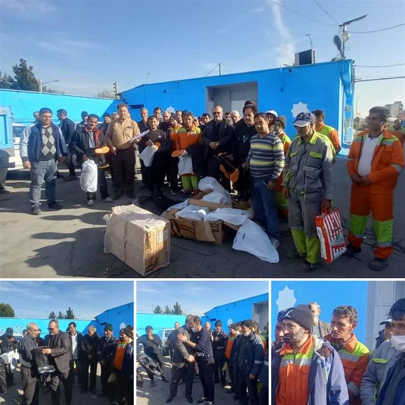 كارگران حوزه خدمات شهری شهرداری رباط كریم لباس گرم گرفتند